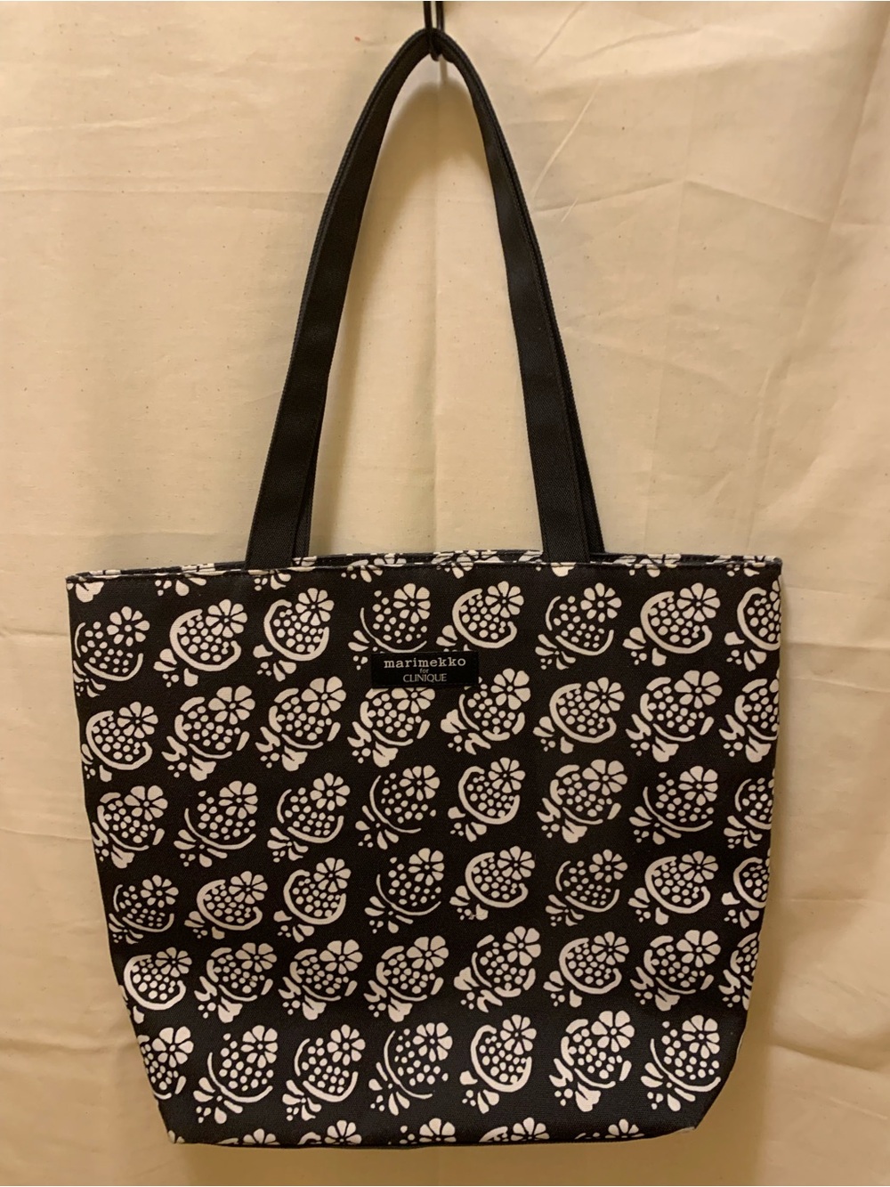 Marimekko Black & White Floral Pattern Tote